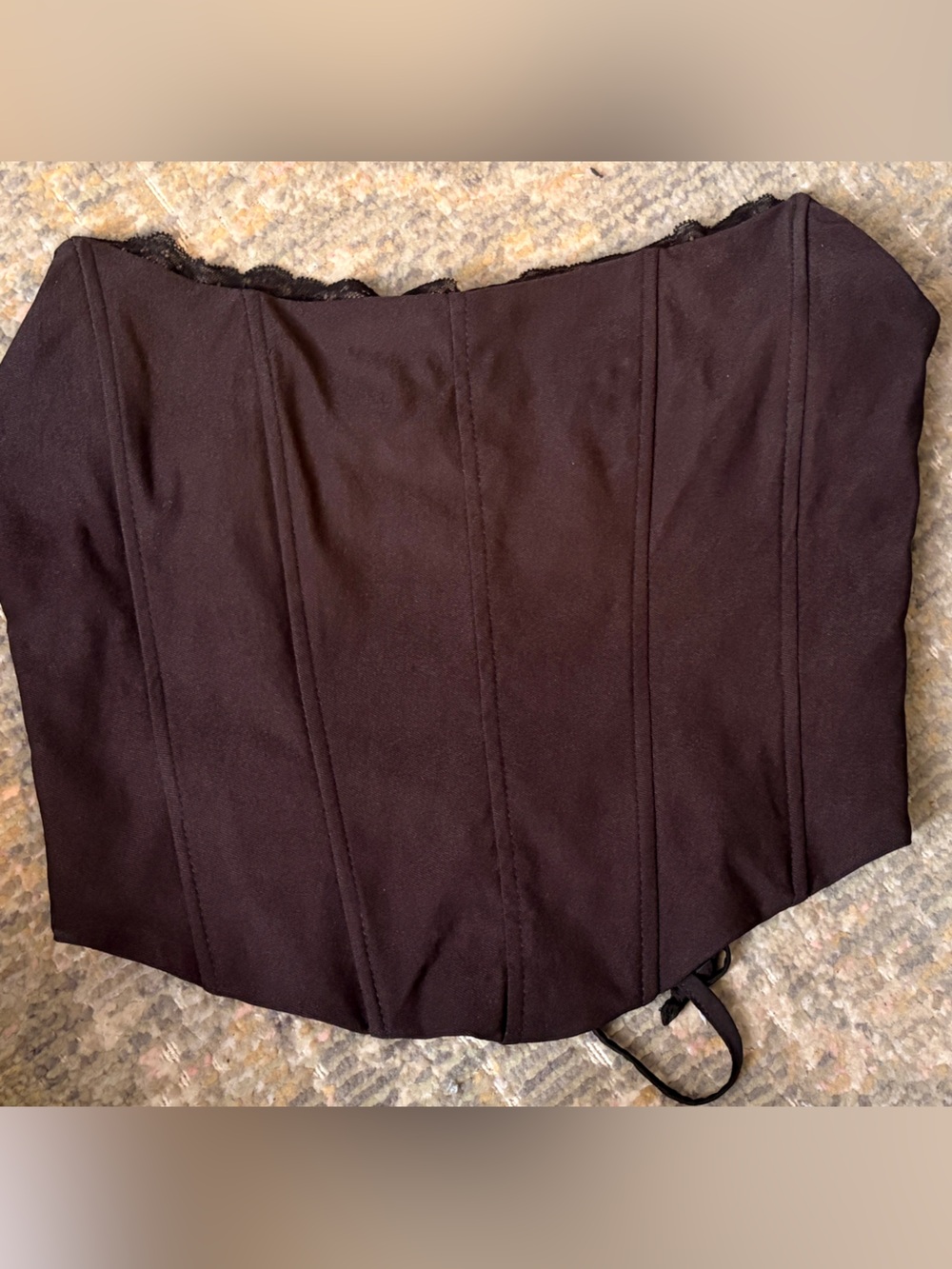 Garage Black Strapless Corset Top Lace Trim Bustier Size M